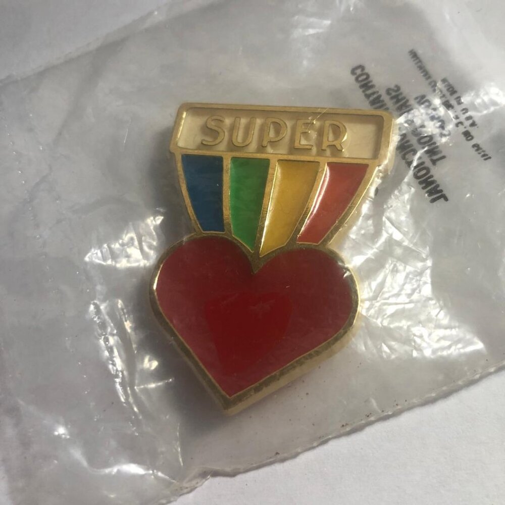 Hallmark Valentine's Day Rainbow Heart Lapel Pin Brooch 1981 Pride New Vintage